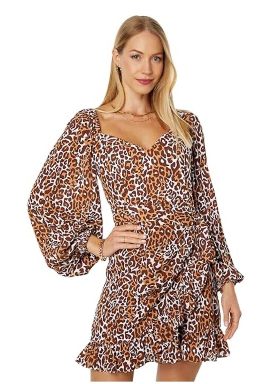 NWT Lilly Pulitzer Lila Dress Long Balloon Sleeve Animal Print Mini Womens 4